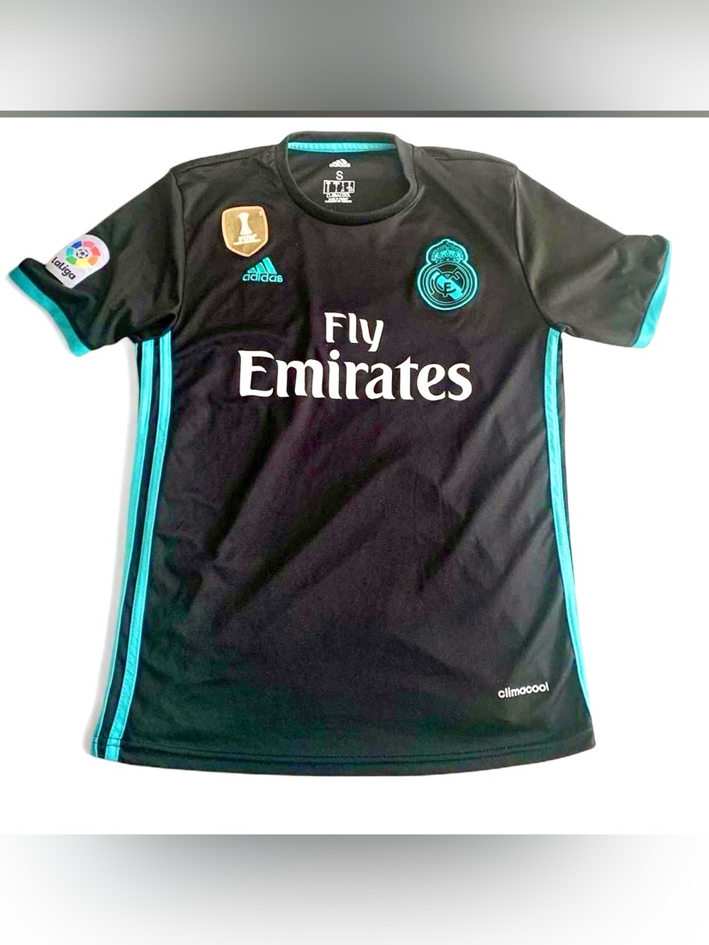 Ronaldo Madrid Jersey Navy Blue & Teal Real Madrid Fly Emirates Jersey - adidas